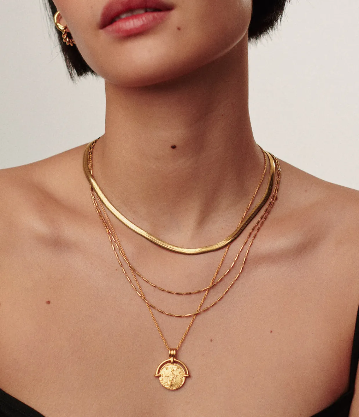 Missoma Savi Vintage Link Double Chain Necklace in Gold New