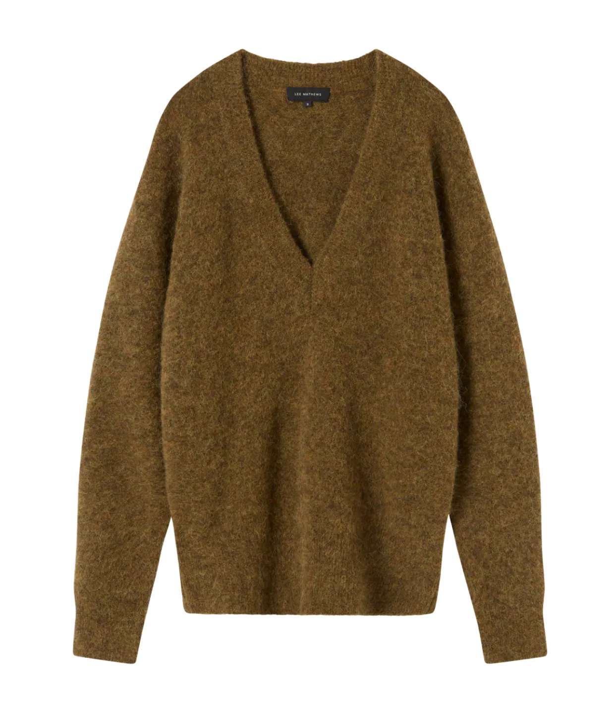 Lee Mathews Sawyer Longline V Neck Sweater in Tobacco Online