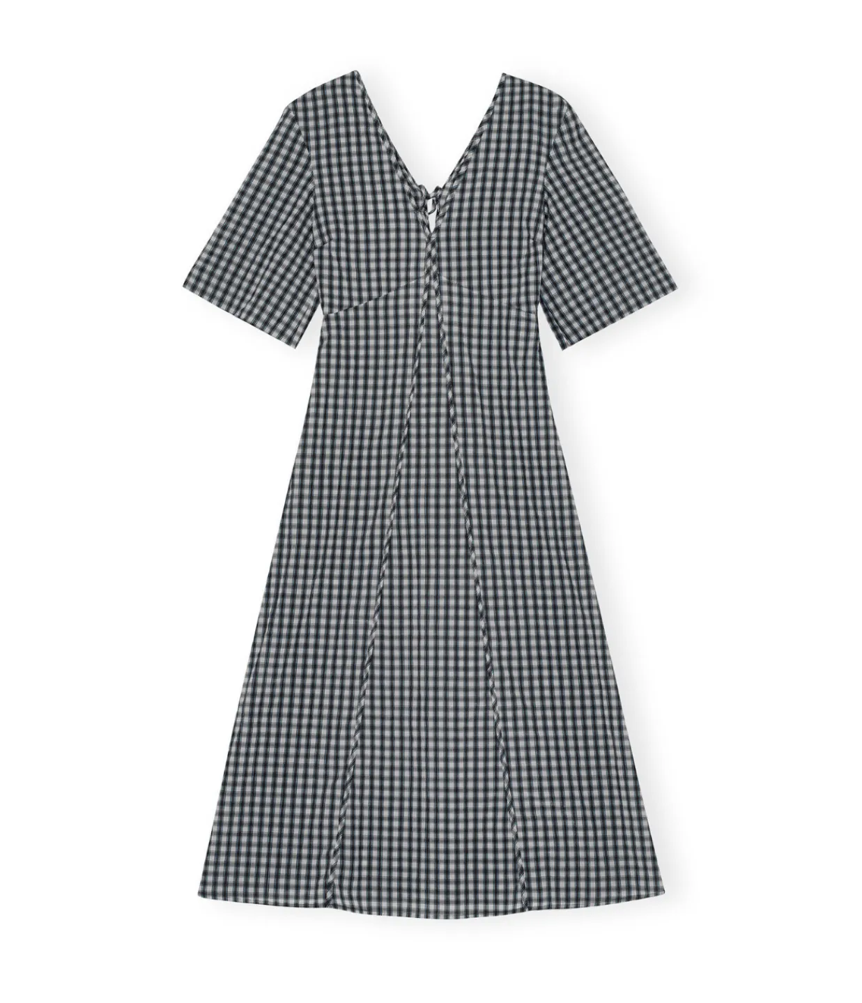 Ganni Seersucker Maxi Dress in Black and White Check Sale