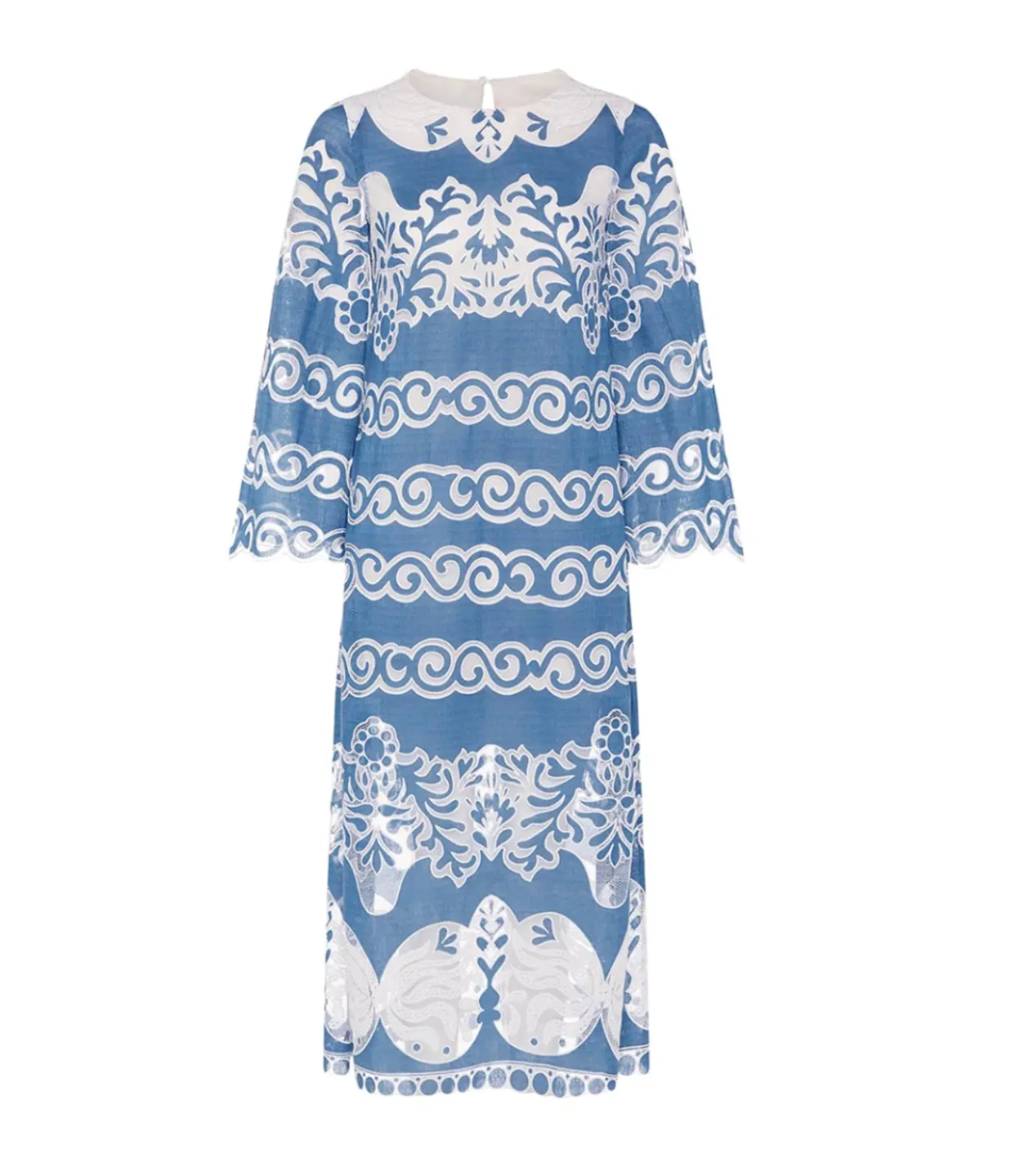 Borgo De Nor Serphina Lace Midi Dress in Denim Blue Shop