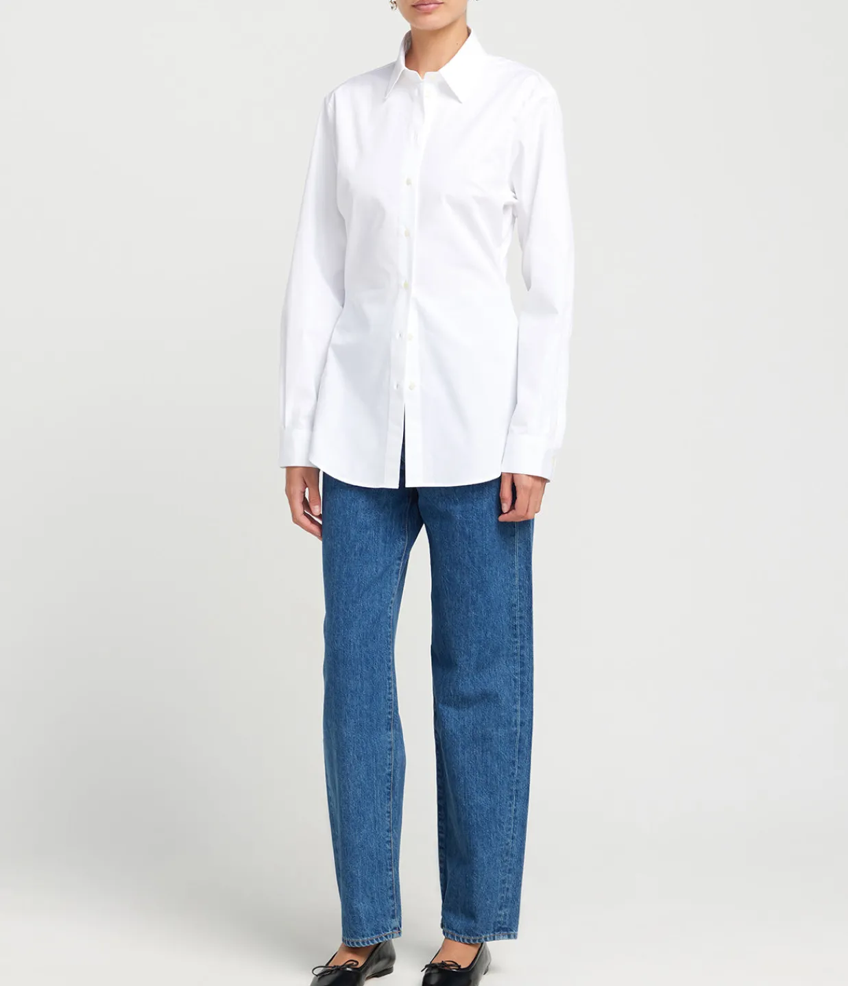 ROHE Shaped Poplin Shirt in White Hot