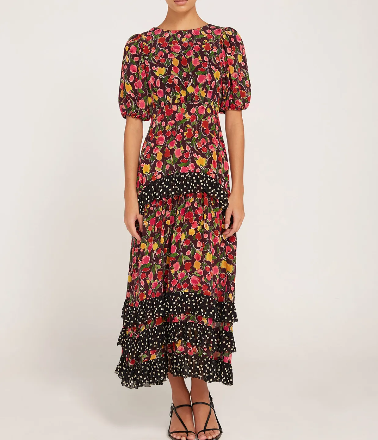 Rixo Shireen Dress in Fontainhas Floral Maroon Store