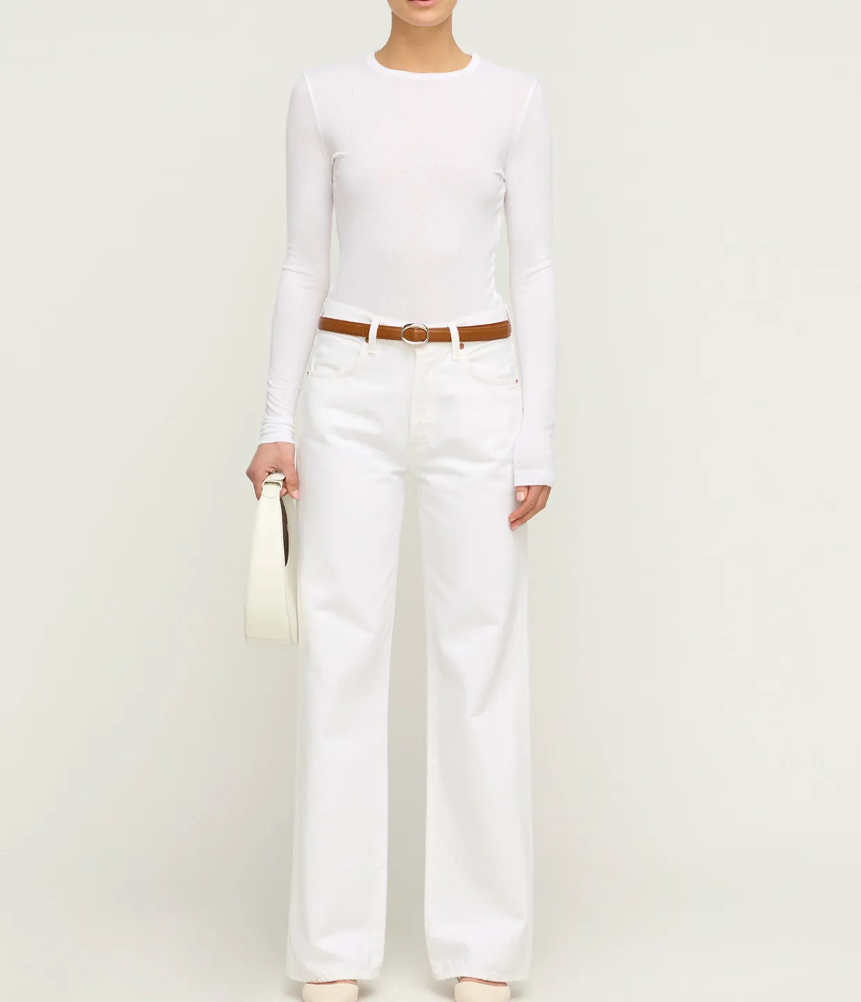 Agolde Shona Long Sleeve Fitted Tee in White Fashion