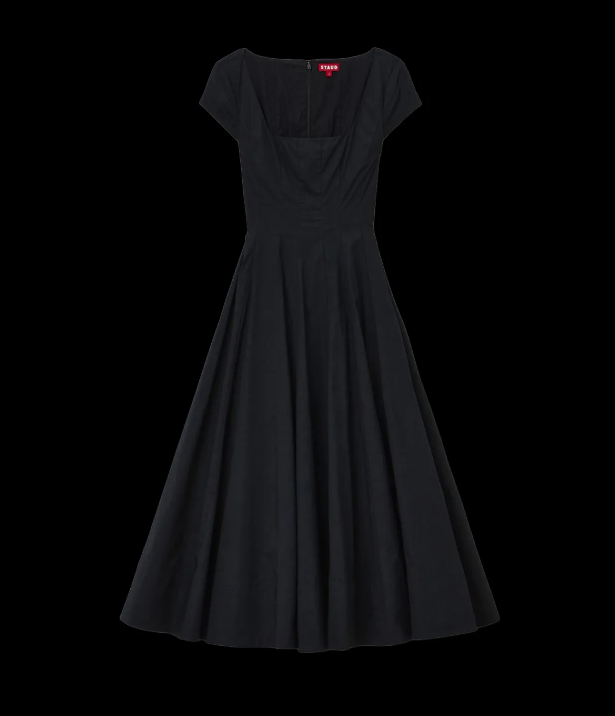 Staud Short Sleeve Wells Dress in Black Clearance