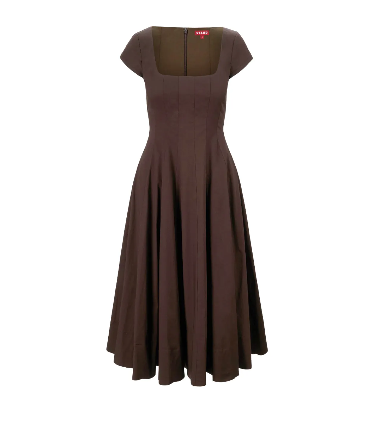 Staud Short Sleeve Wells Dress in Earth Clearance