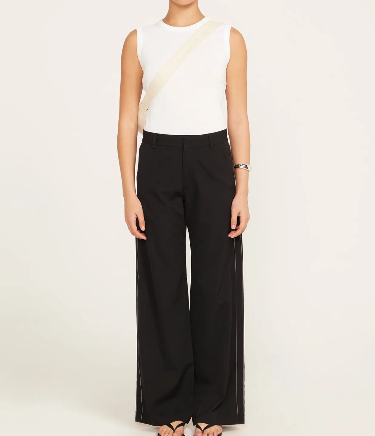 St Agni Side Stripe Tailored Pants in Black Fashion