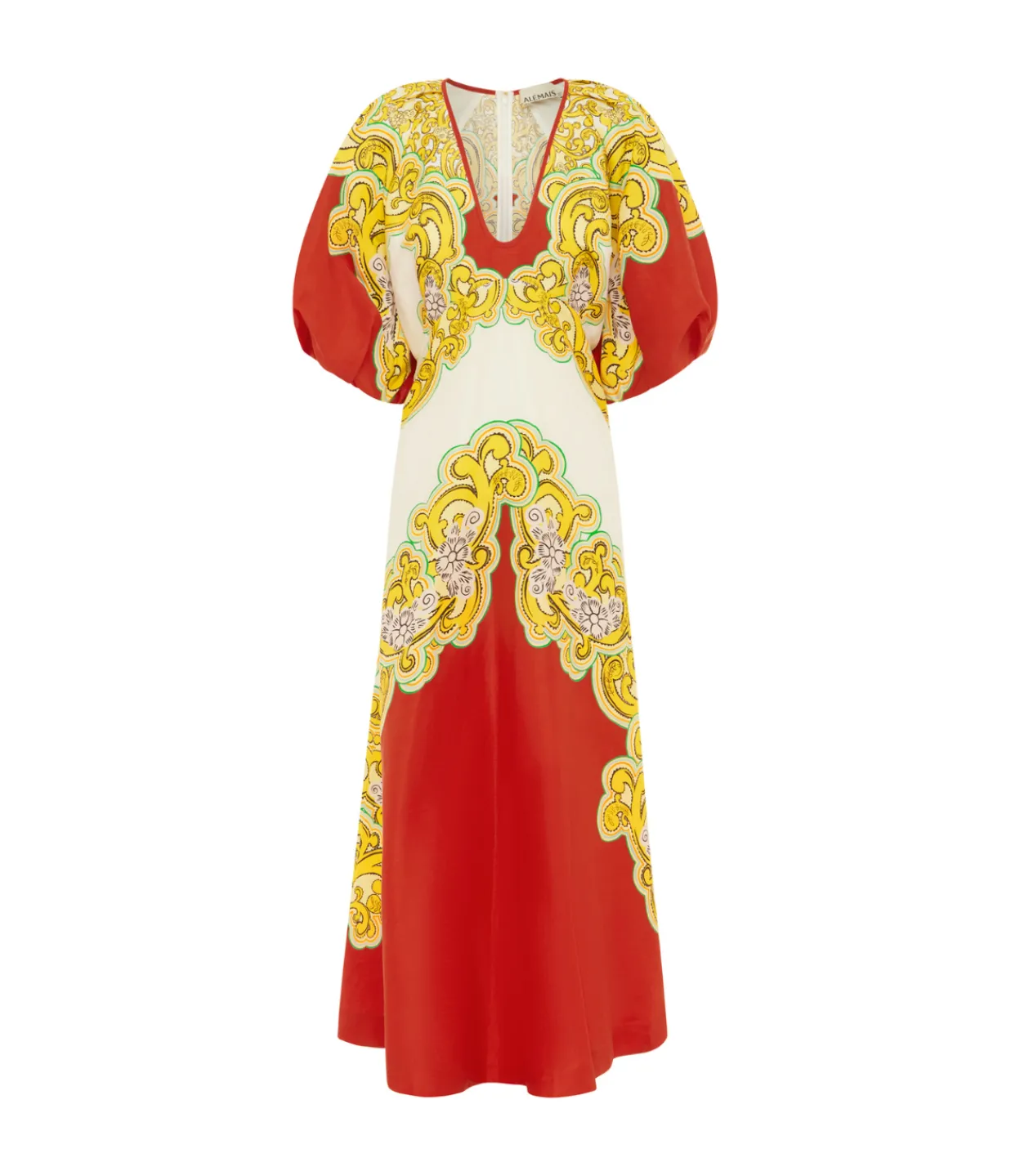 ALEMAIS Sierra Midi Dress in Red and White New