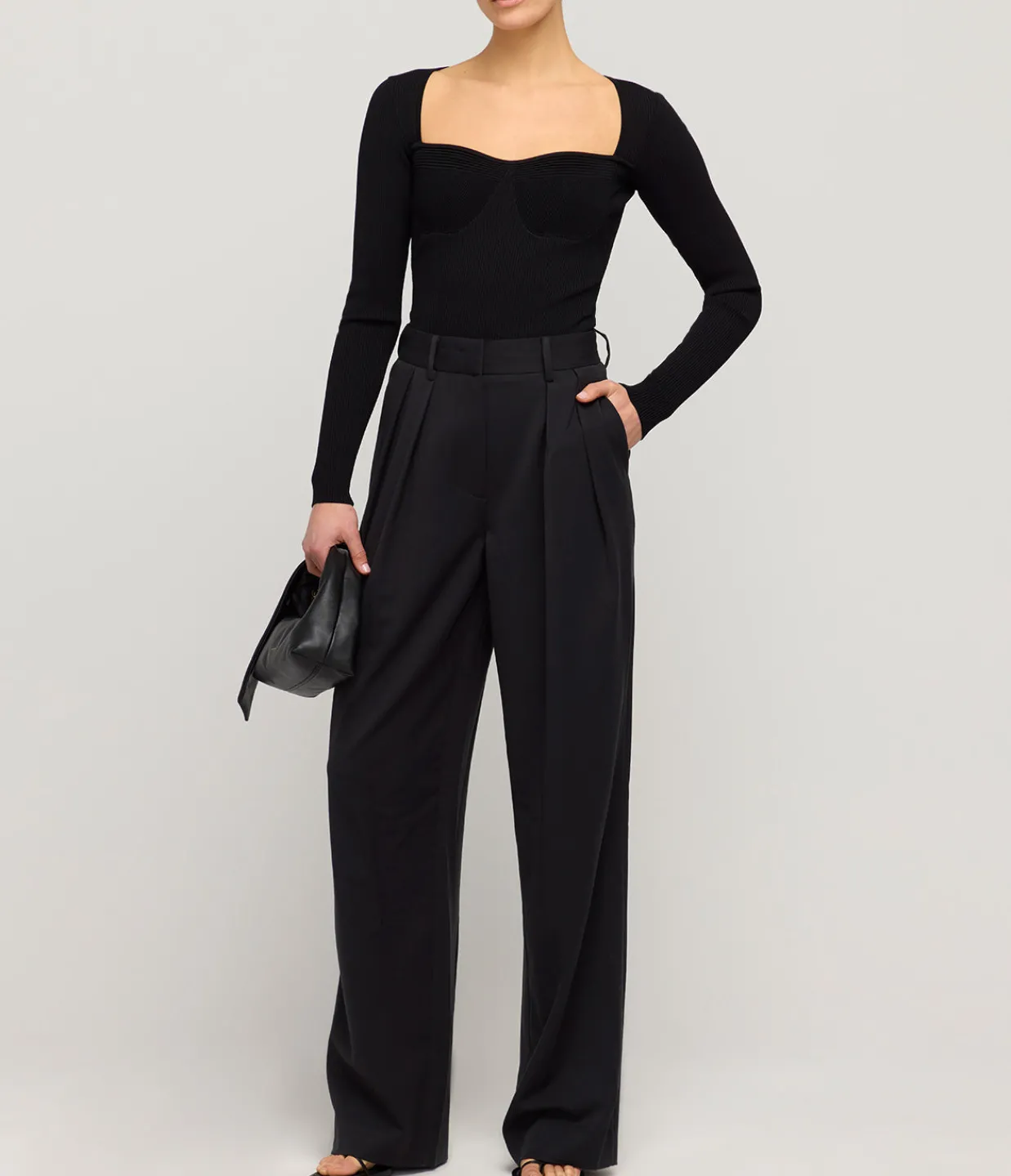 Staud Silhouette Square Neck Top in Black Outlet