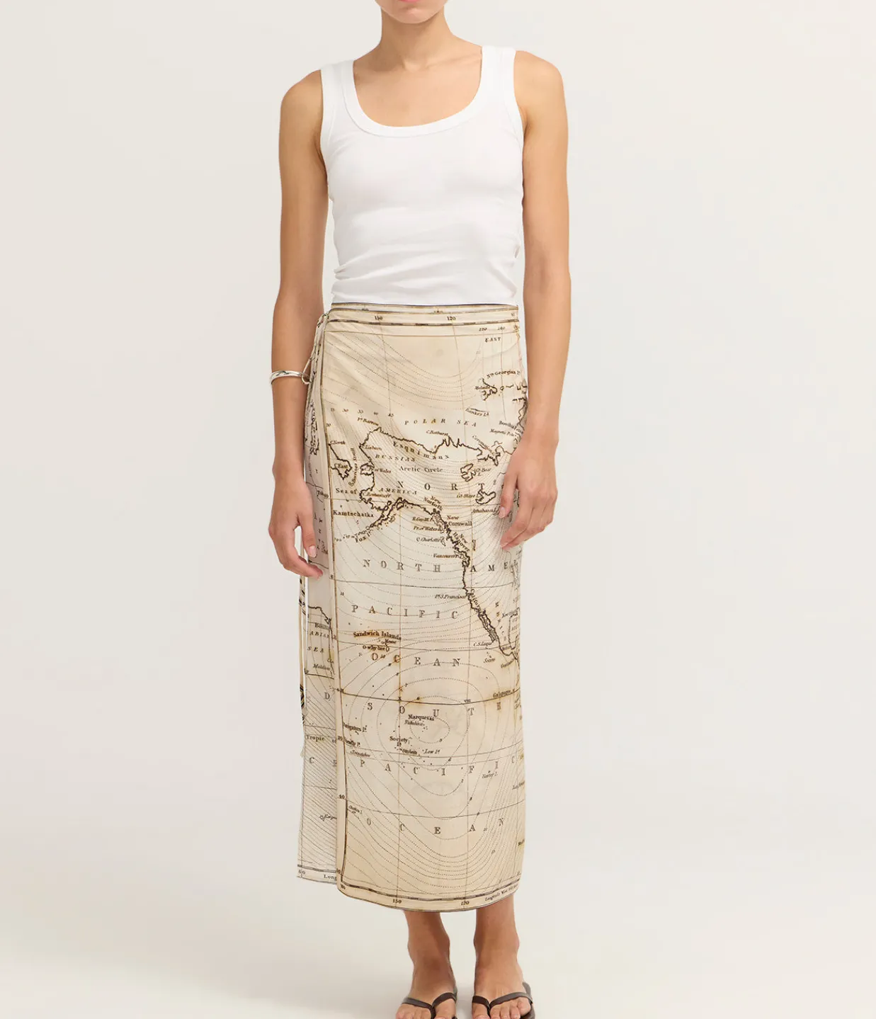 St Agni Silk Wrap Tie Skirt in Atlas Flash Sale