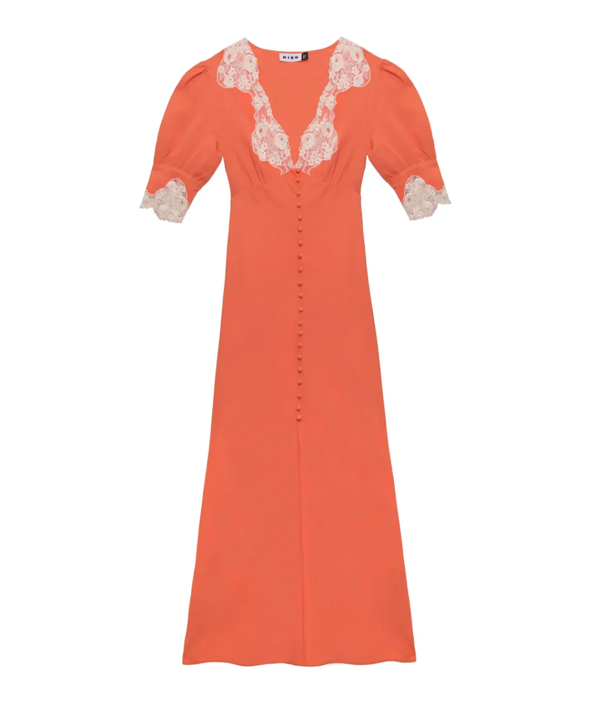 Rixo Simone Midi Dress in Coral Best