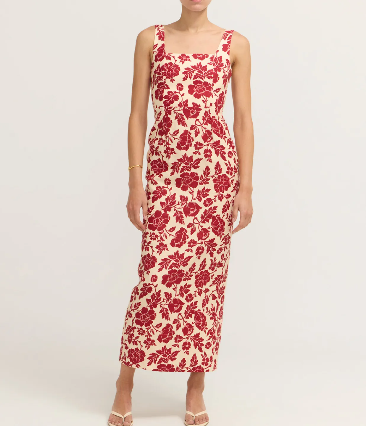 Posse Skyla Column Dress in Deep Red and Oat Shop