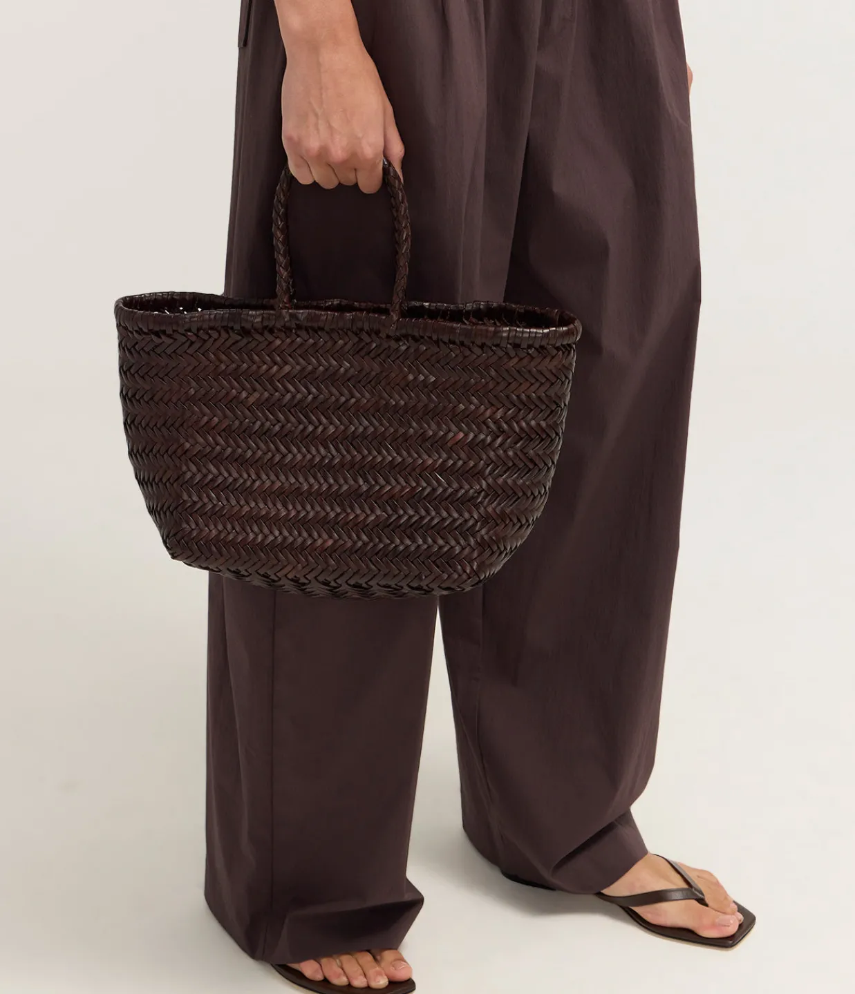 Dragon Diffusion Small Bamboo Triple Jump Basket Bag in Dark Brown Online