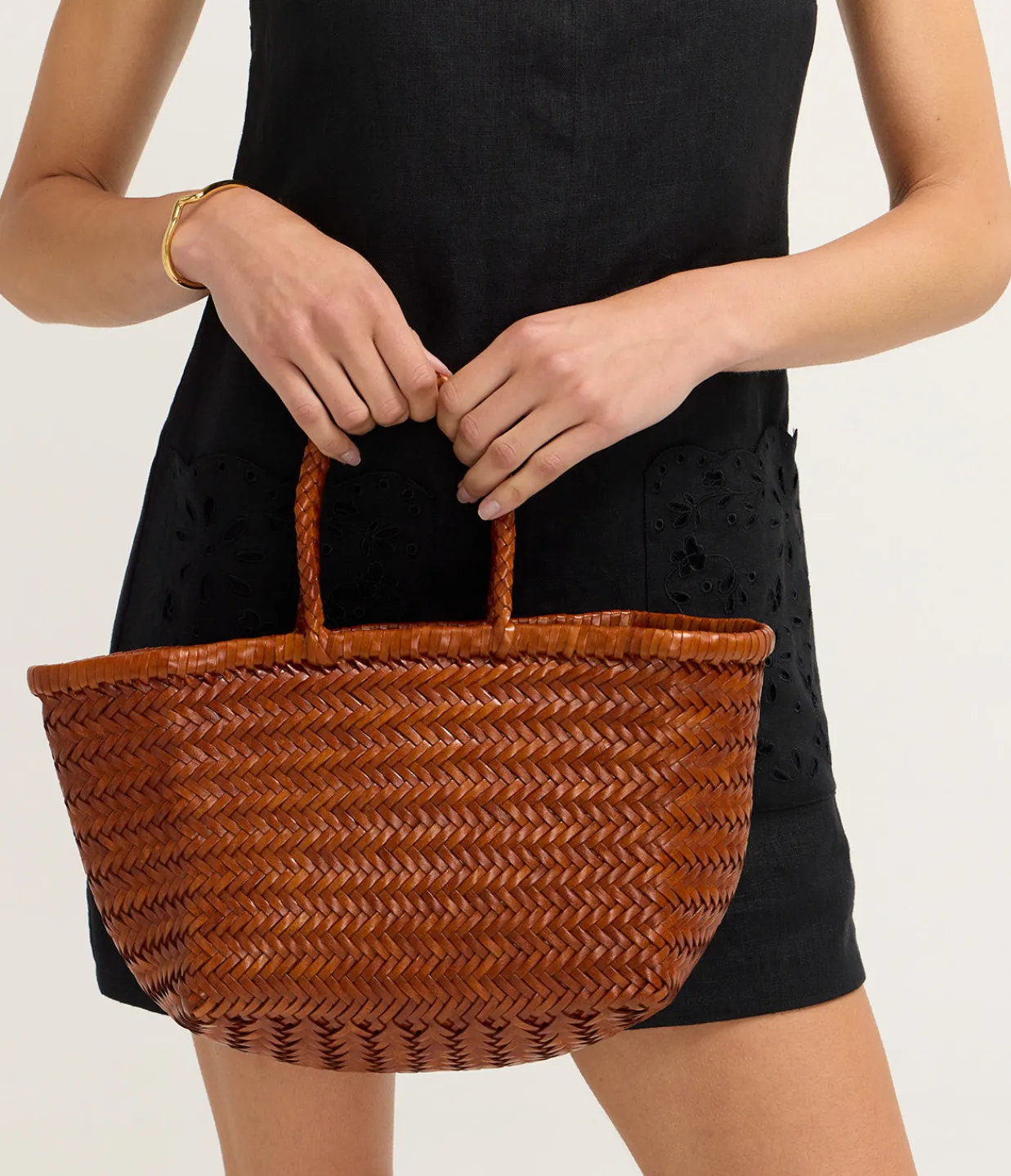 Dragon Diffusion Small Bamboo Triple Jump Basket Bag in Tan Cheap