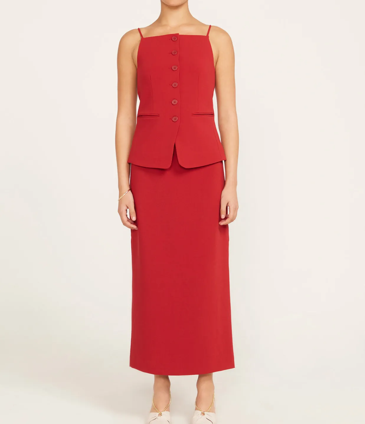 Staud Smith Midi Skirt in Rouge Outlet