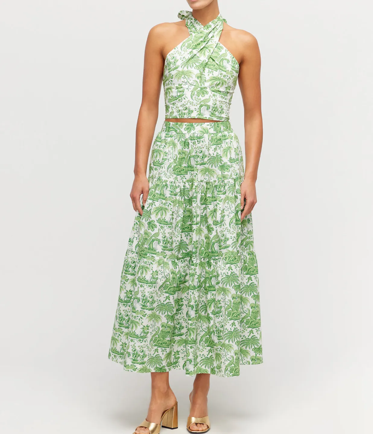Staud Smocked Kai Top in Clover Toile Clearance