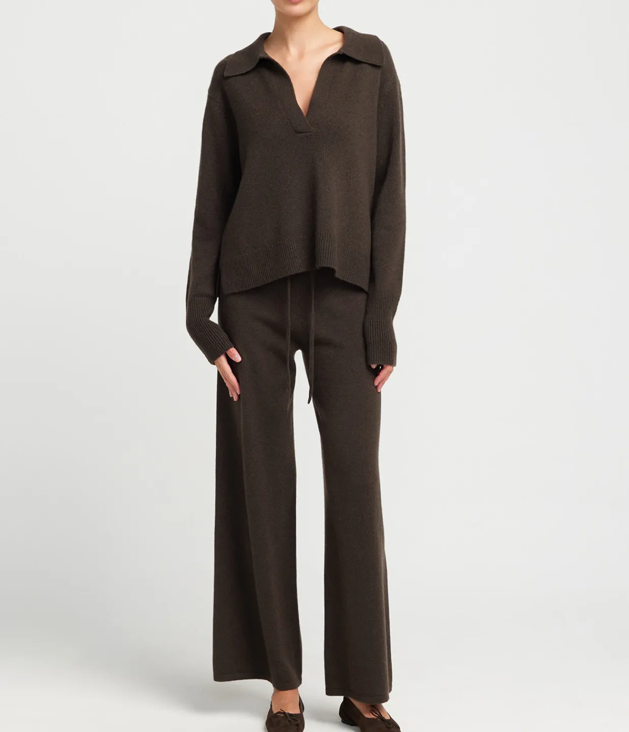 Lisa Yang Sofi Wide Leg Trouser in Wood Best Sale