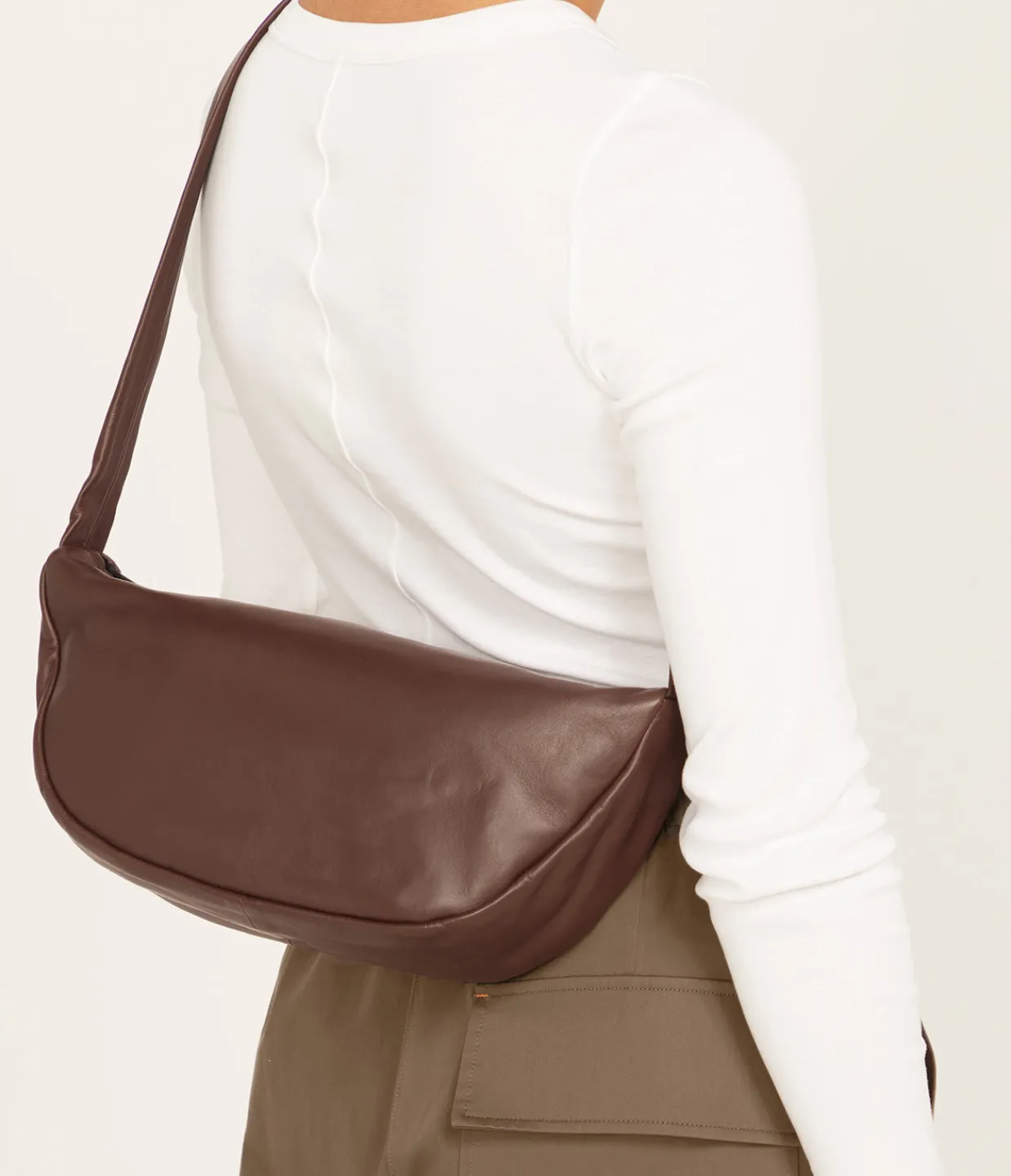 St Agni Soft Crescent Bag in Chocolate Outlet