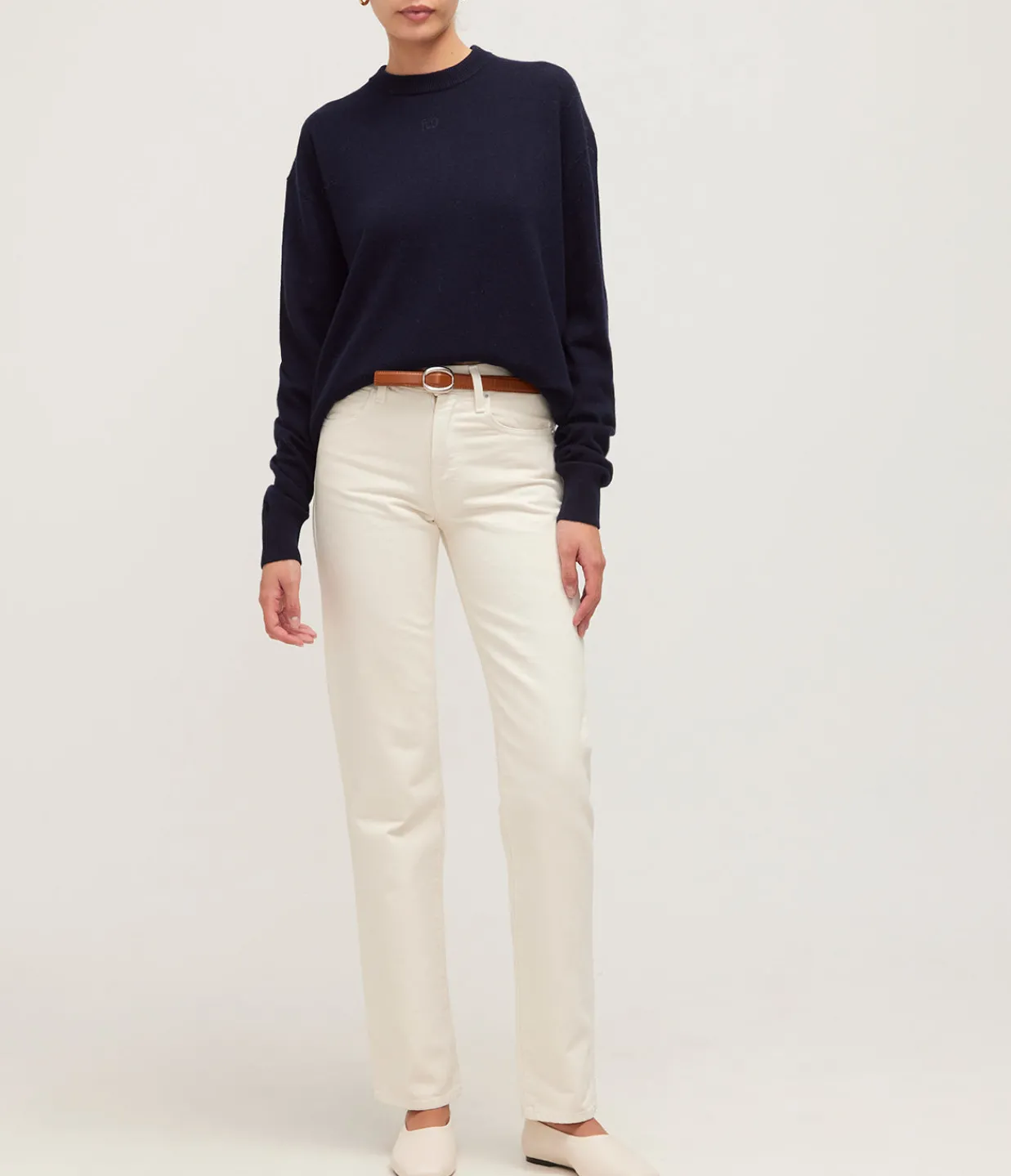 SLVRLAKE Sophie Long Mid Rise Straight Leg Jean in Cream Best Sale