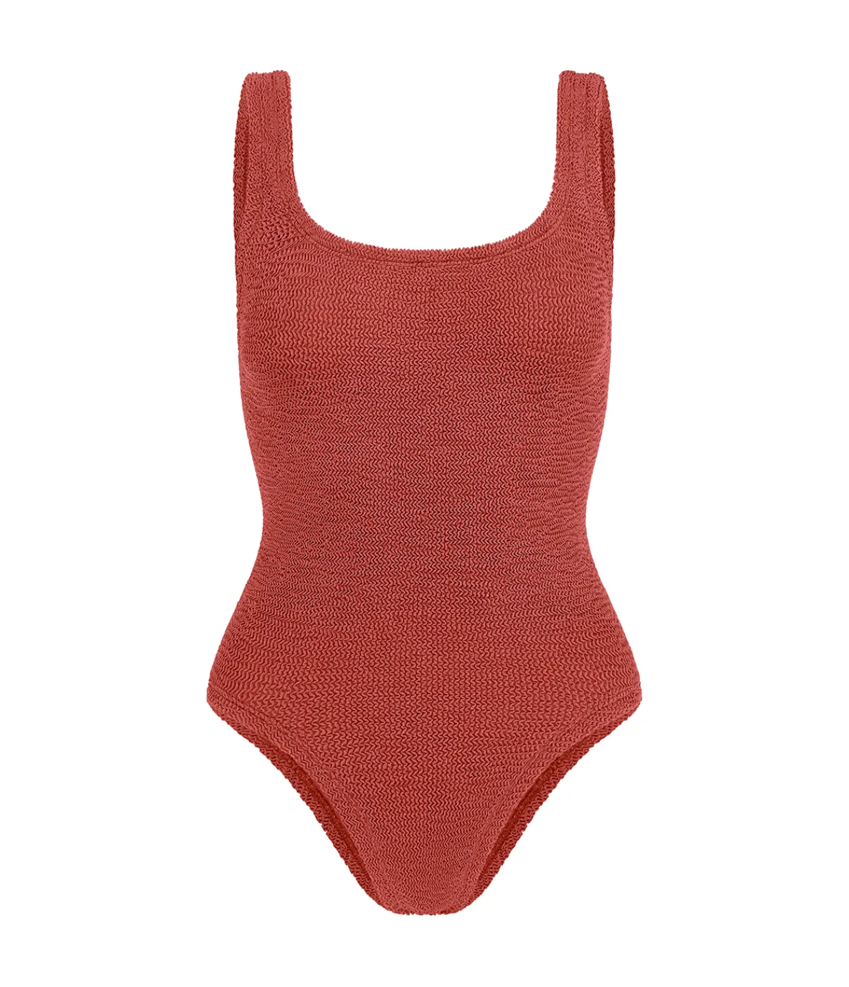 Hunza G Square Neck Swimsuit in Metallic Rosewood New