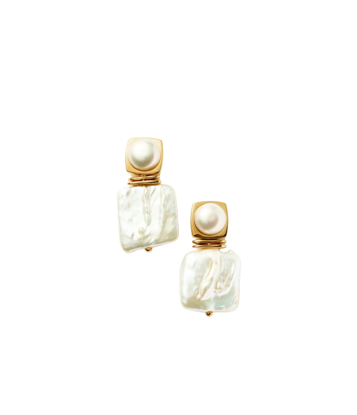 Missoma Square Pearl Statement Stud Earrings in Gold Best Sale