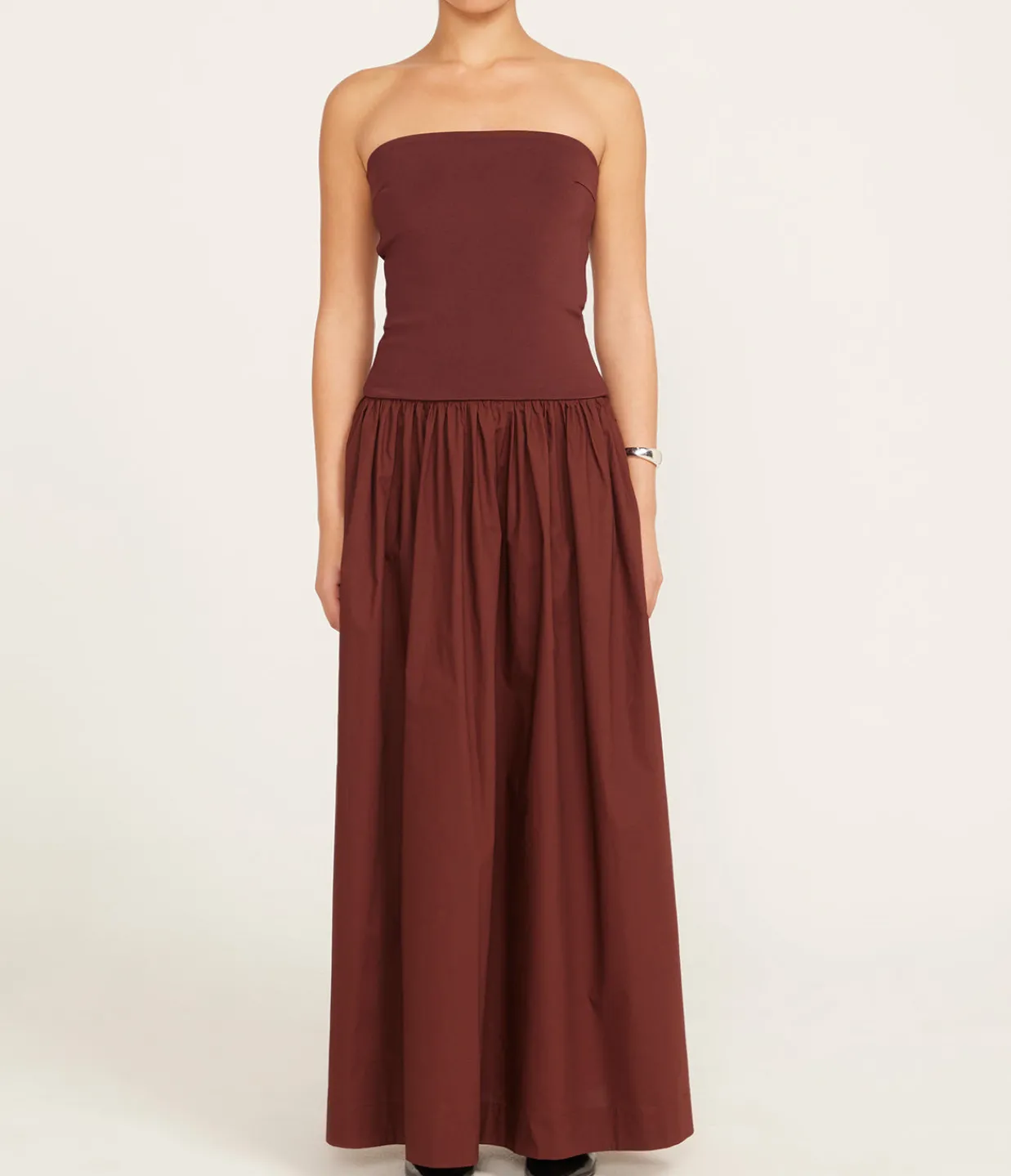 Esse Studios Strapless Knit Cotton Dress in Java New