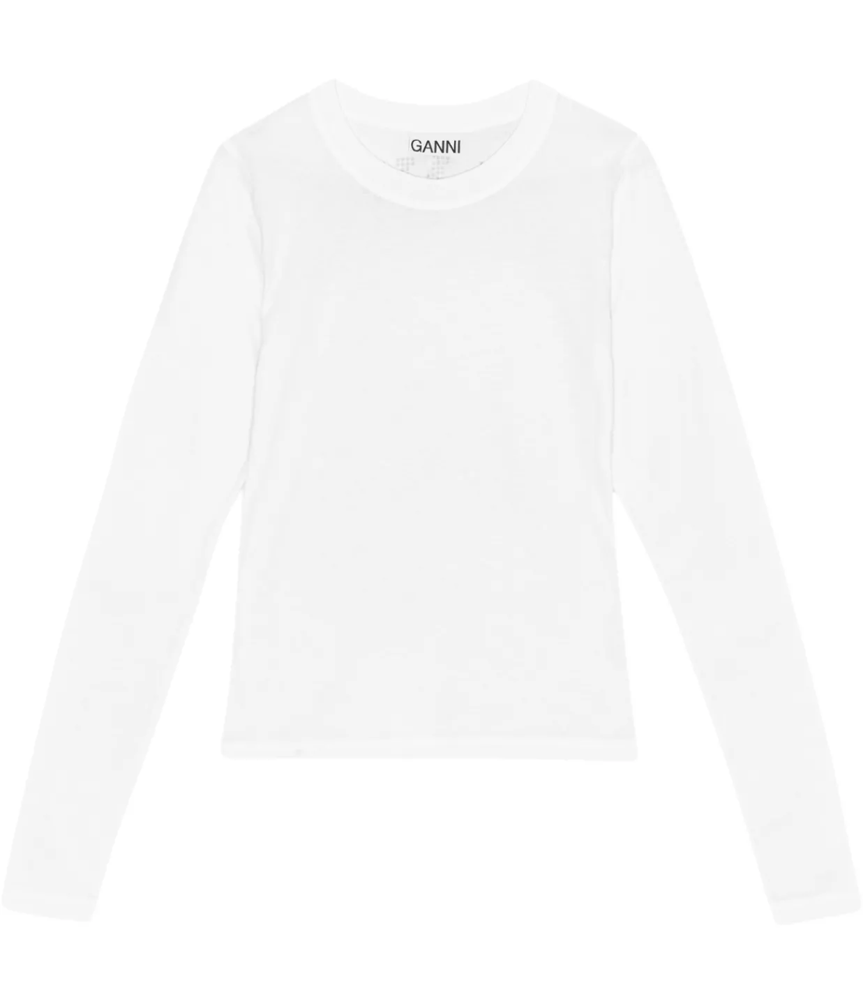 Ganni Stretch Jersey Long Sleeve T-shirt in Bright White Store