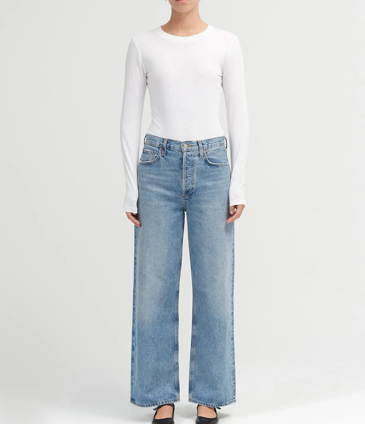 Ganni Stretch Jersey Long Sleeve T-shirt in Bright White Store