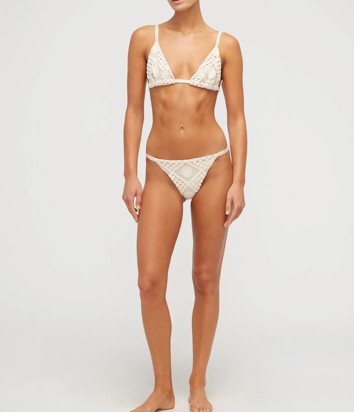 Sara Cristina Sun Triangle Bikini Bottom in Natural Lace Clearance