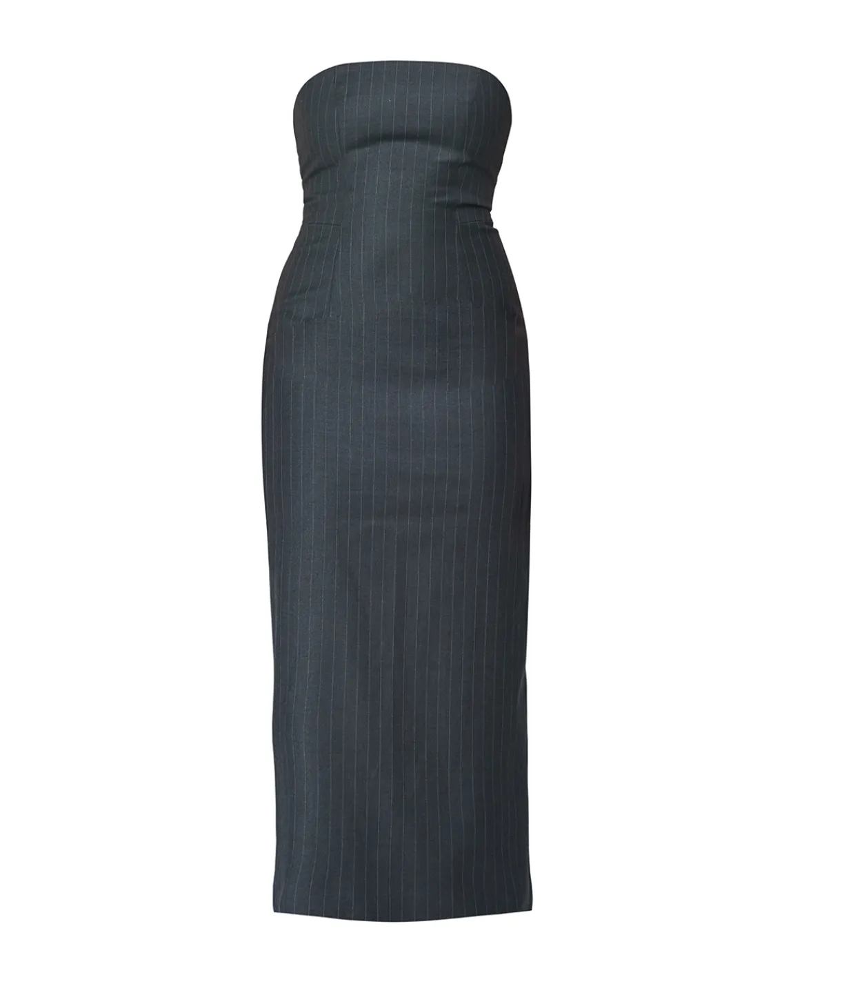 Wynn Hamlyn Tandi Wool Midi Dress in Grey Pinstripe Cheap