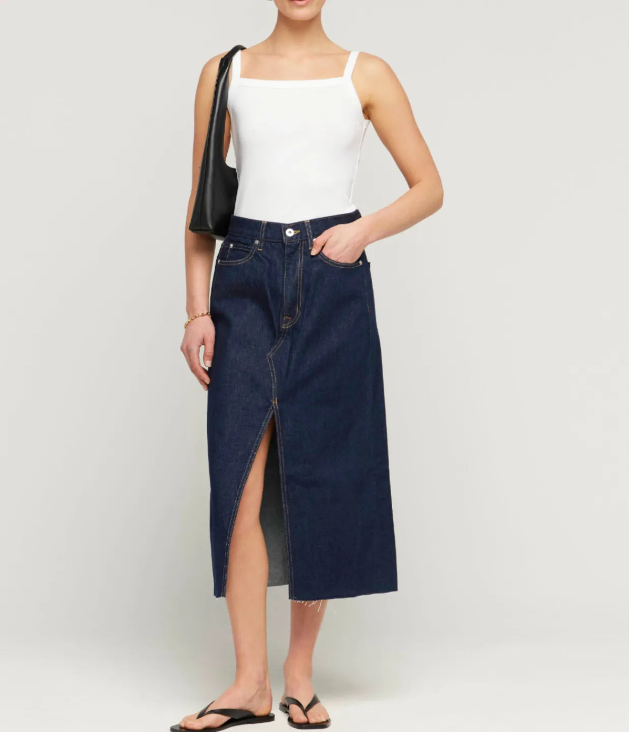 SLVRLAKE Taylor Midi Skirt in Midnight Mile New