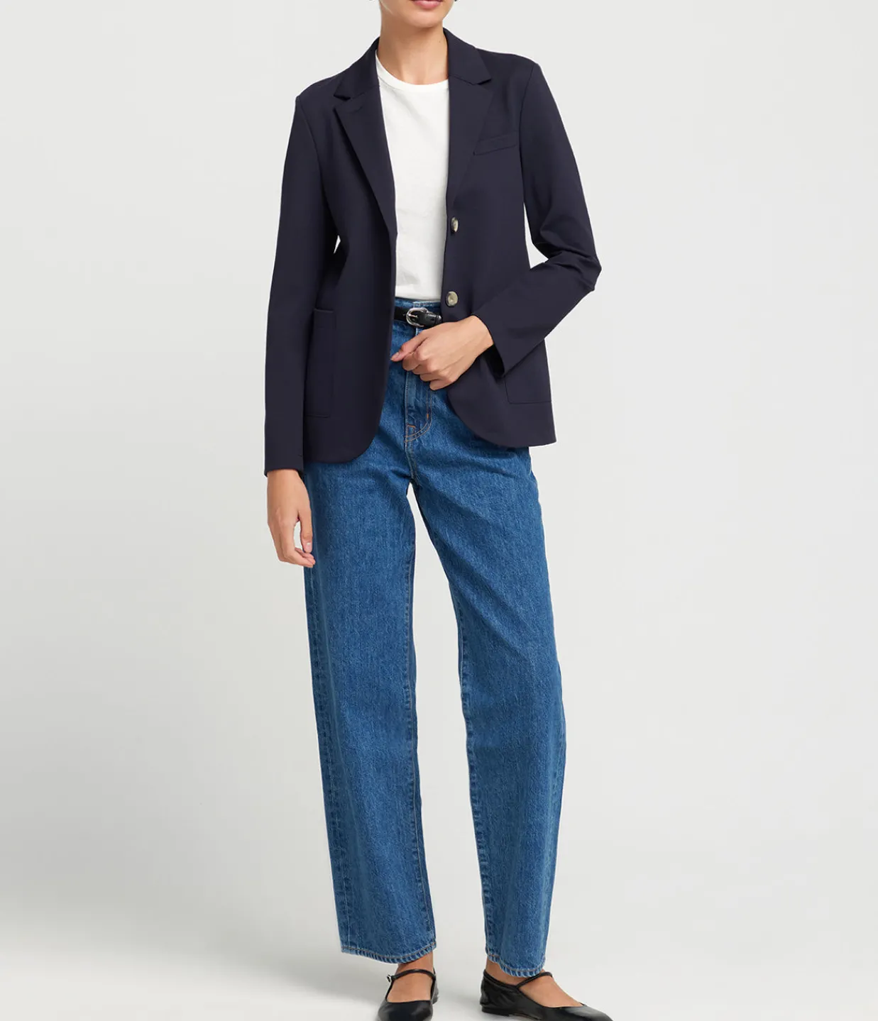 Harris Wharf London Techno Viscose Collard Blazer in Navy Best Sale