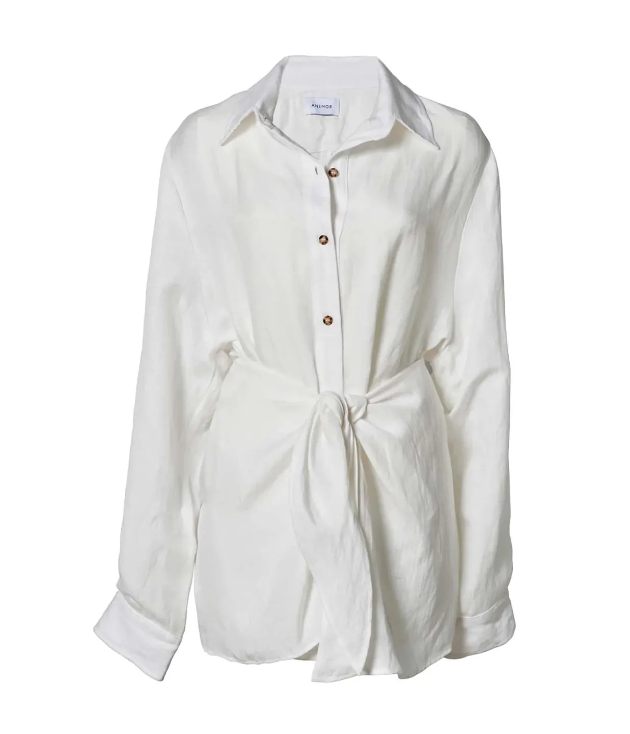 Anemos The LA Linen Cupro Mini Wrap Dress in White Shop