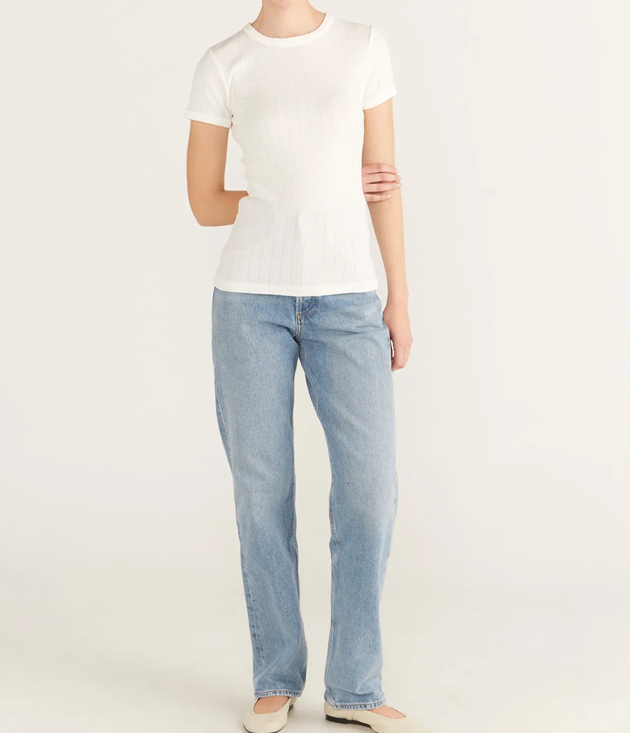 Friends with Frank The Pointelle Tee in White Sale