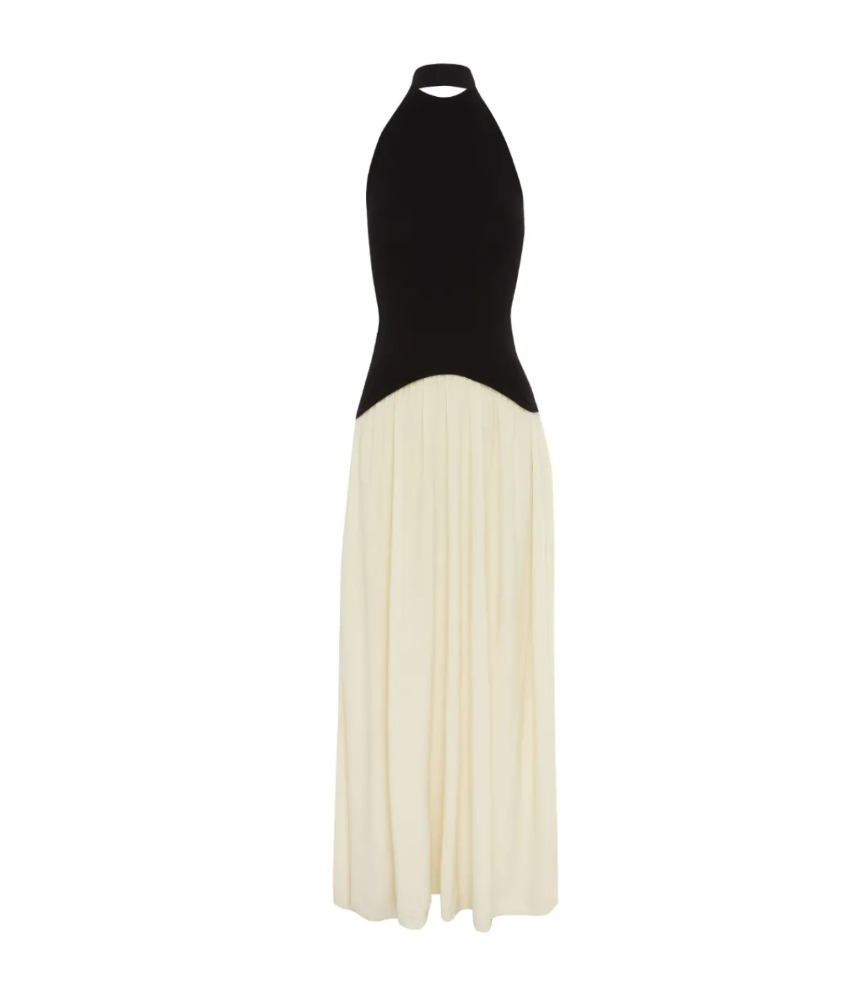 Solid and Striped The Soglio Halter Dress in Ecru and Noir Best