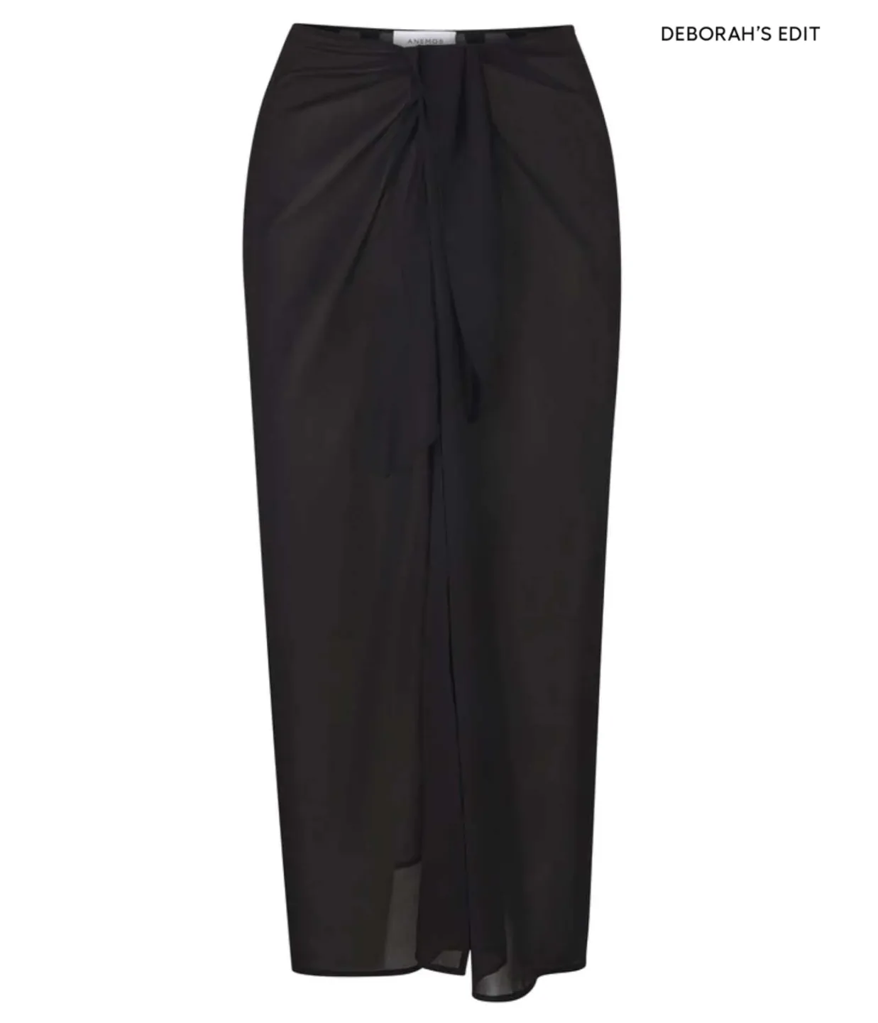 Anemos The Wrap Chiffon Midi Skirt Cover Up in Black Hot