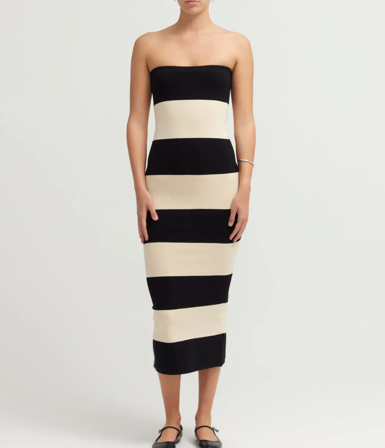 Posse Theo Strapless Dress in Black and Bone Discount