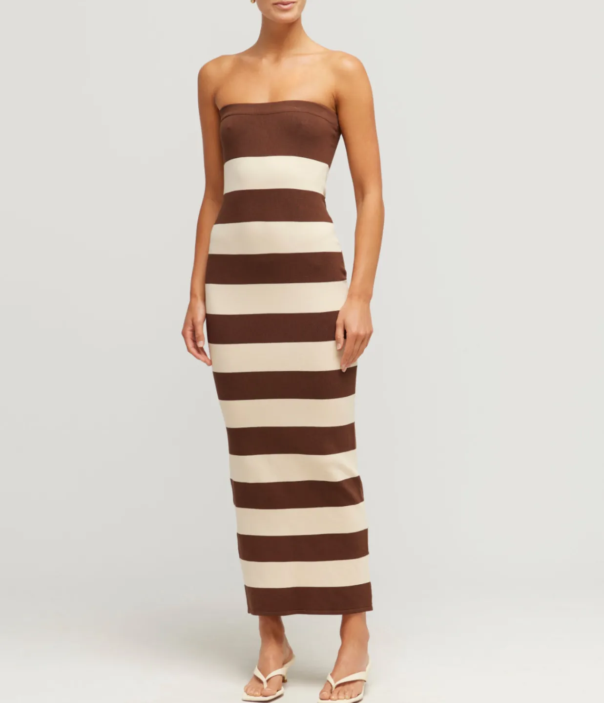 Posse Theo Strapless Dress in Chocolate and Cream Outlet