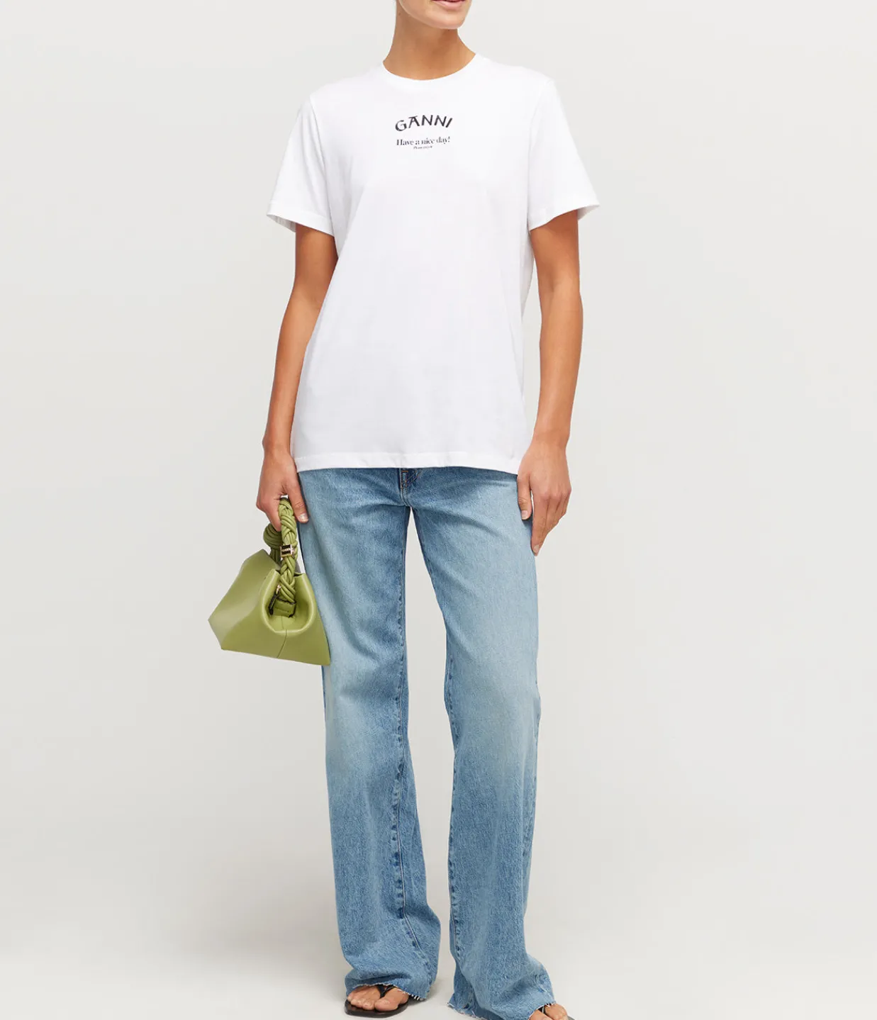 Ganni Thin Jersey Relaxed T-shirt in Bright White Cheap