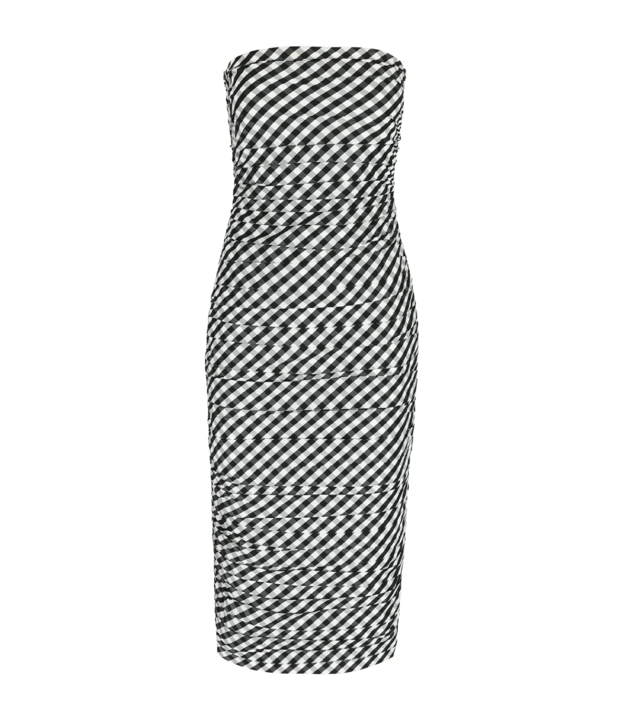 Bernadette Tia Fitted Strapless Midi Dress in Black Gingham Cheap