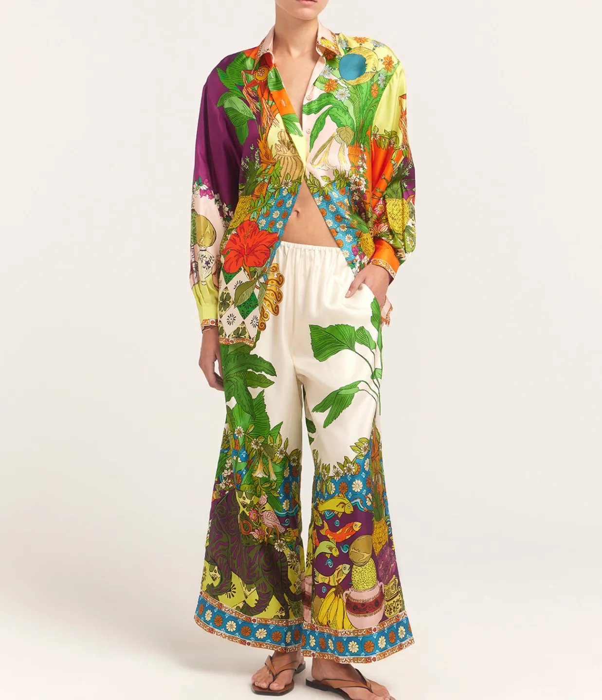 ALEMAIS Tiger Silk Pant in Multi Hot