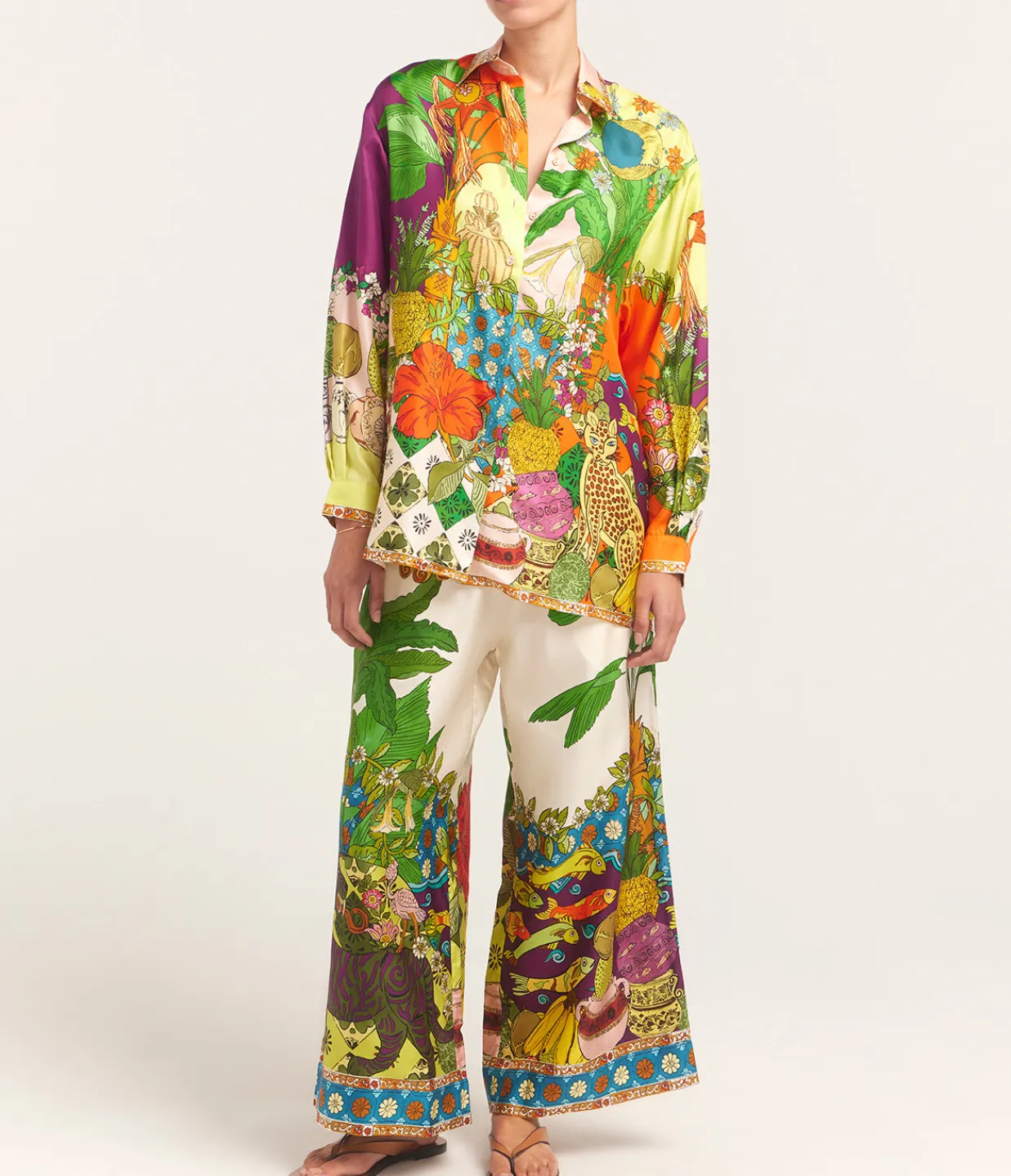 ALEMAIS Tiger Silk Shirt in Multi Fashion