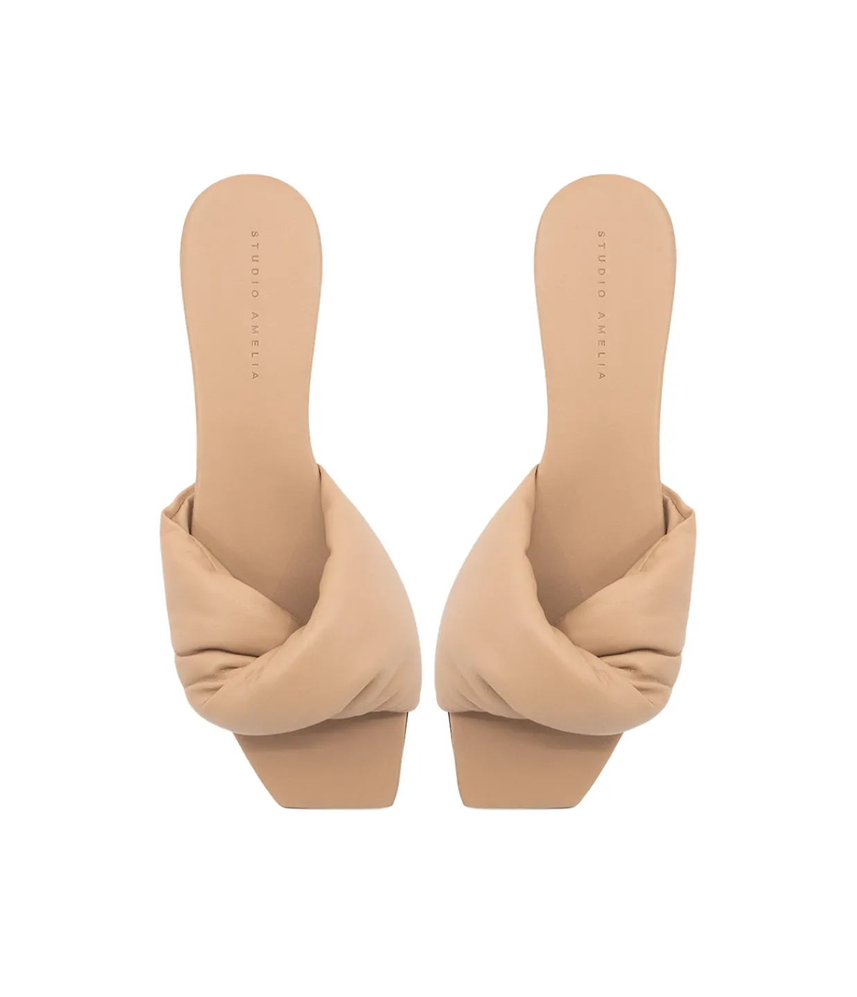 Studio Amelia Twist Front Flat in Beige Clearance