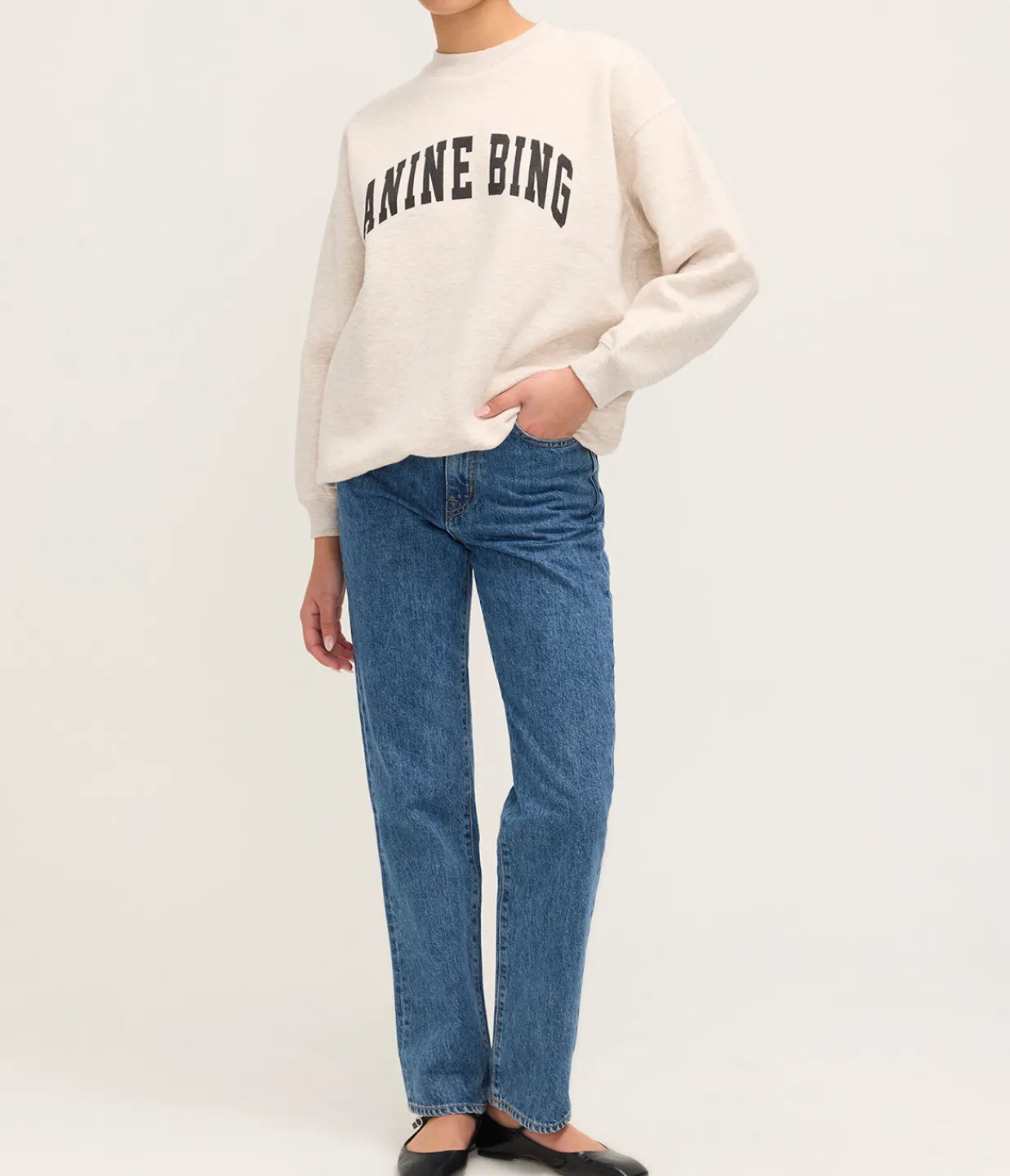 Anine Bing Tyler Sweatshirt in Oat Melange Best