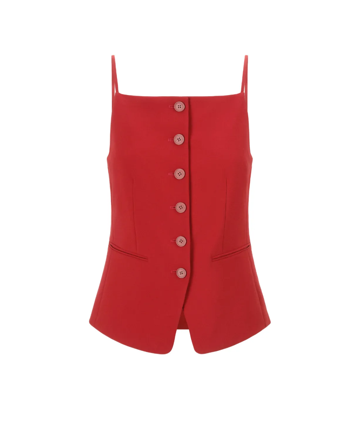 Staud Una Square Neck Top in Rouge New