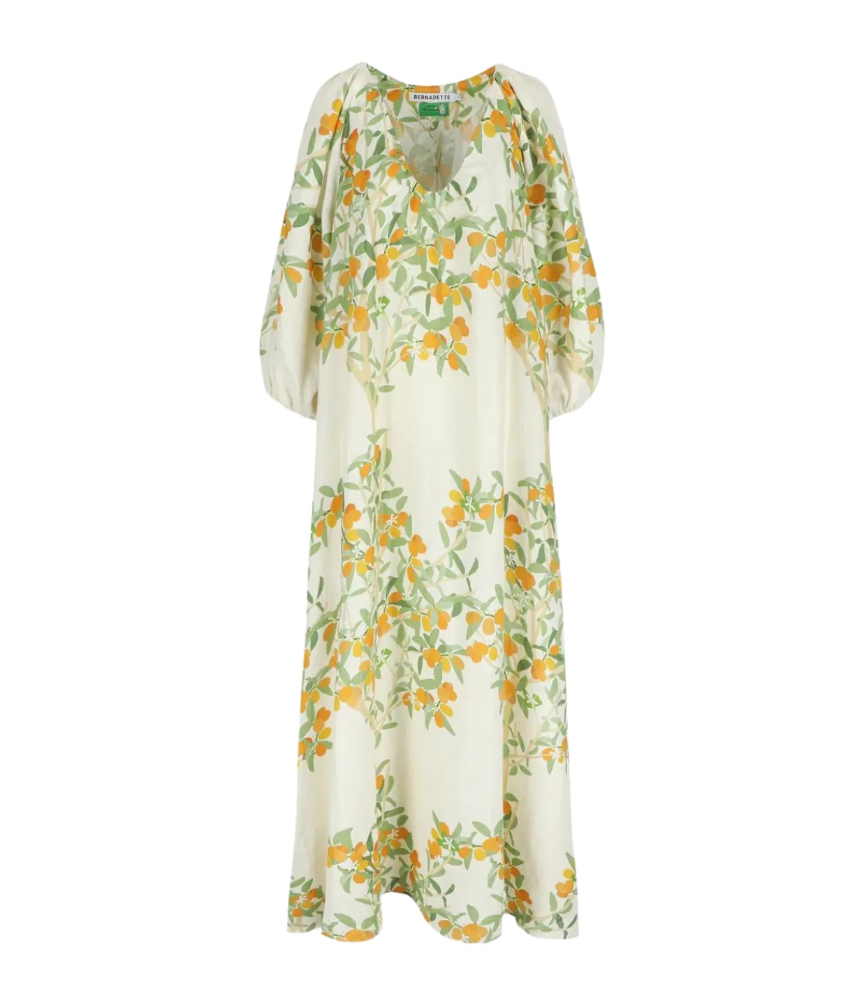 Bernadette V-Neck Maxi Kaftan Dress in Ivory Kumquat Discount
