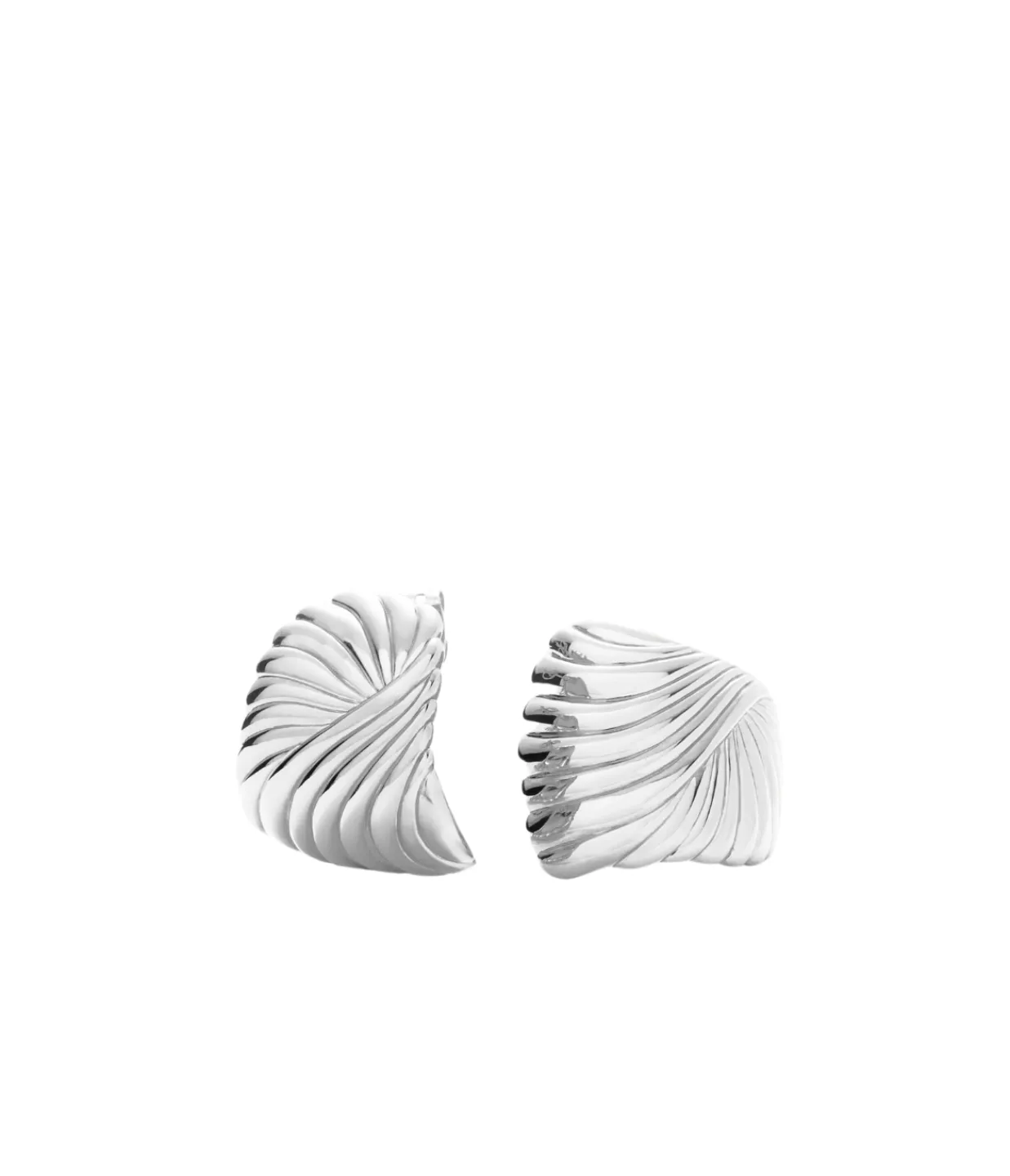 Missoma Wavy Ridge Oversized Stud Earrings in Silver Hot