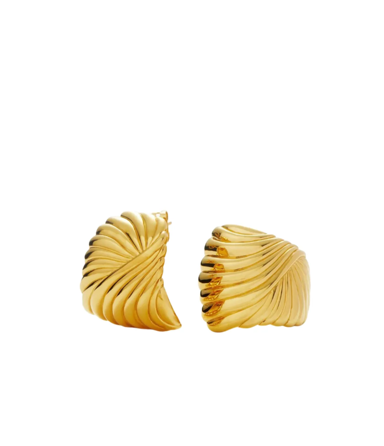 Missoma Wavy Ridge Ripple Oversized Stud Earrings in Gold Flash Sale