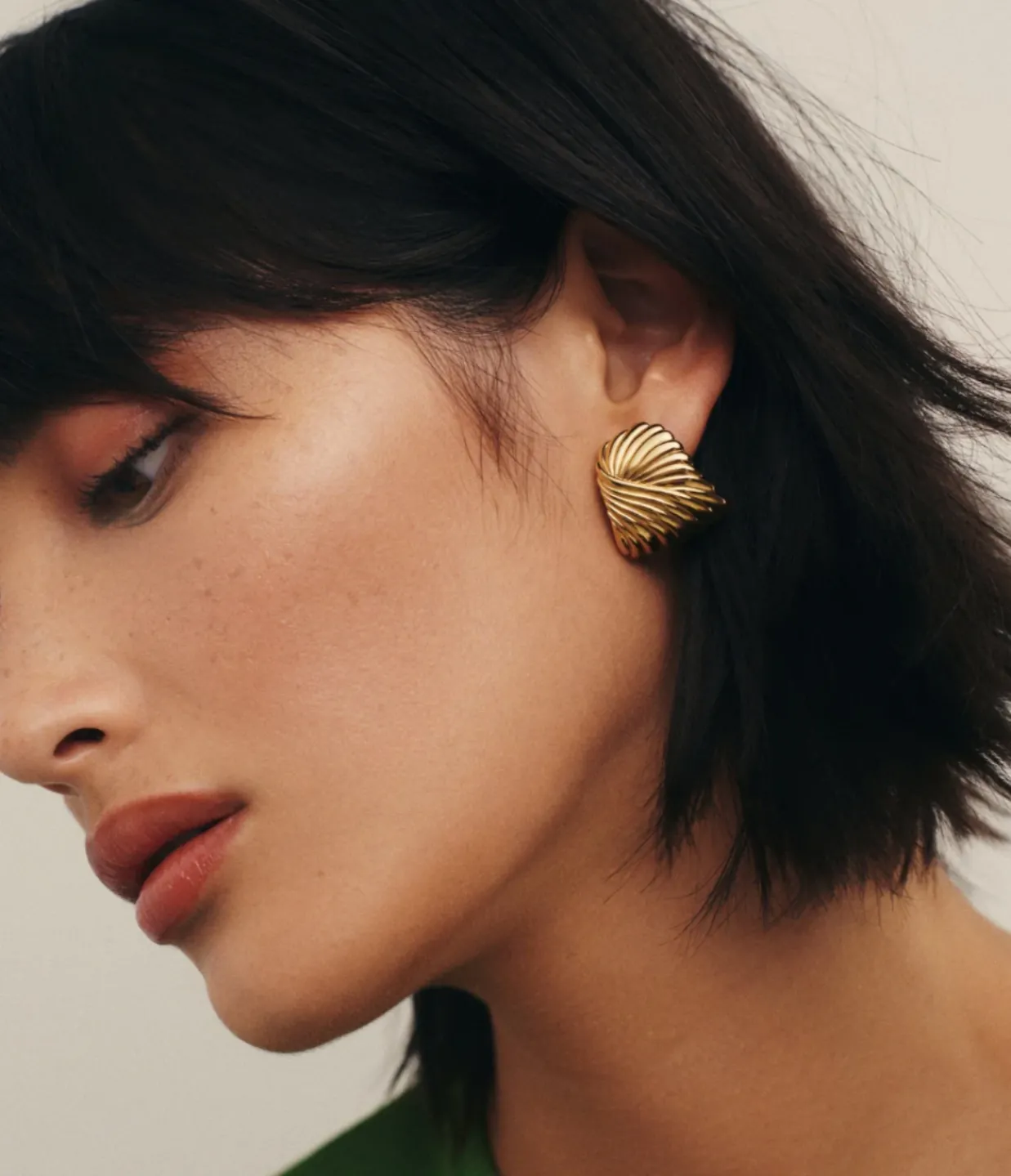Missoma Wavy Ridge Ripple Oversized Stud Earrings in Gold Flash Sale