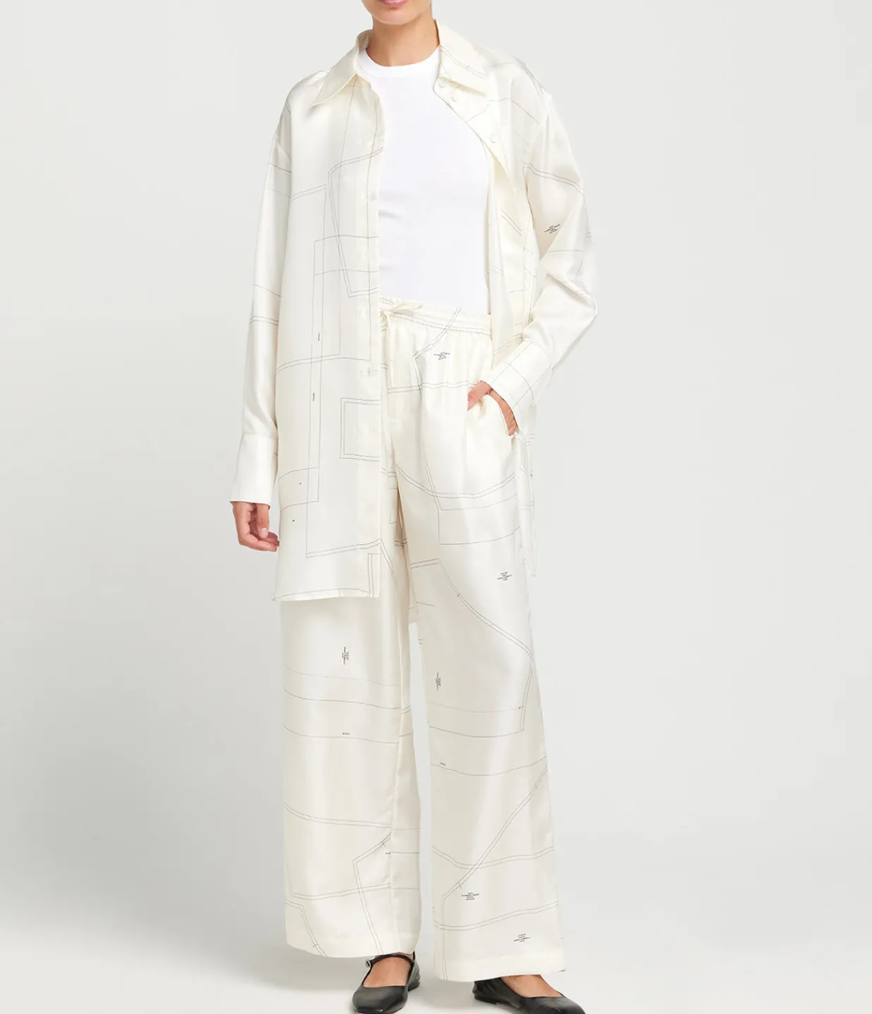 ROHE Wide Leg Silk Trouser in Patternmaking Sale