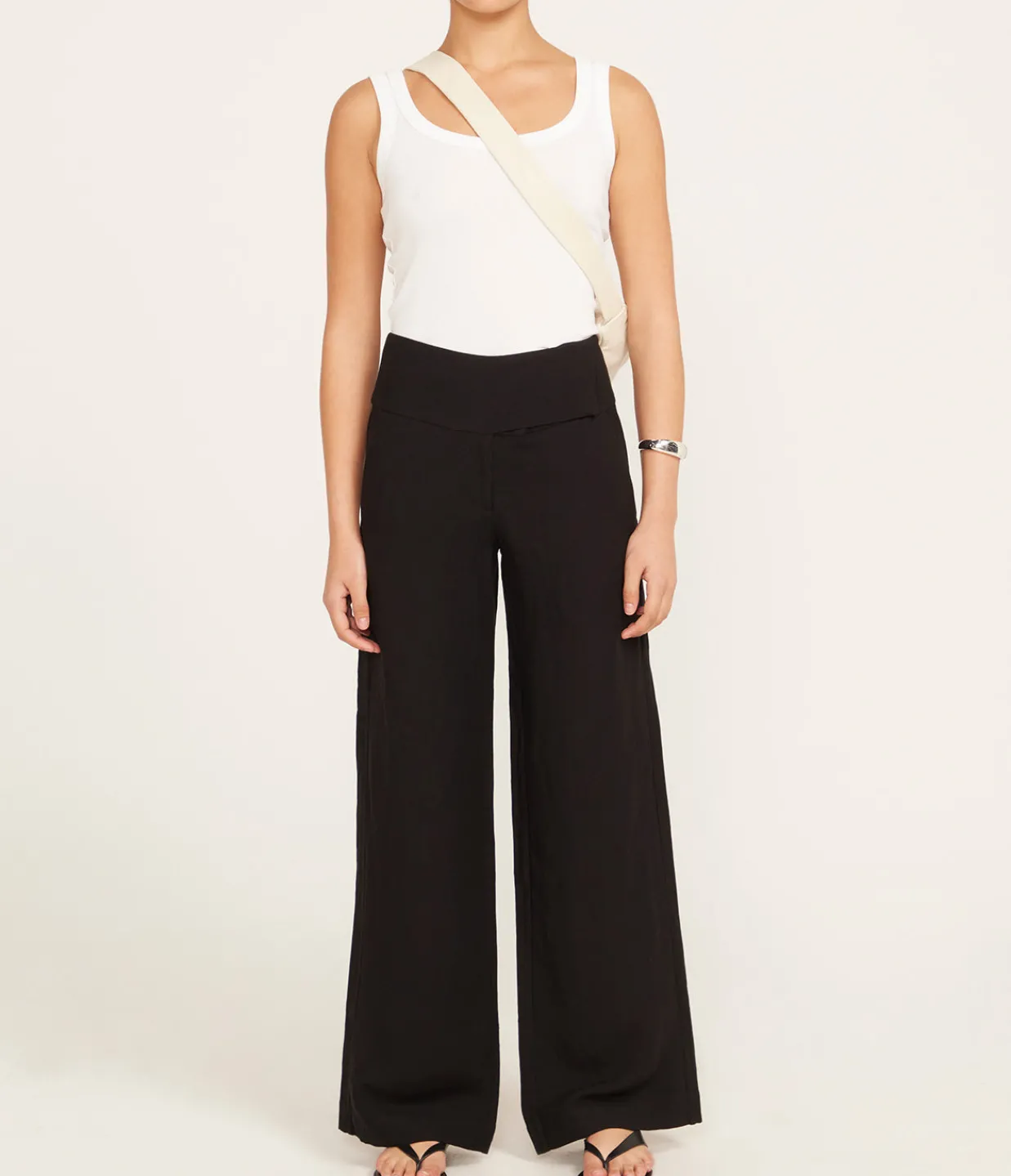 St Agni Wide Waistband Pants in Black New